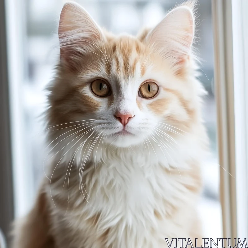 Adorable Feline Portrait by a Window AI Image