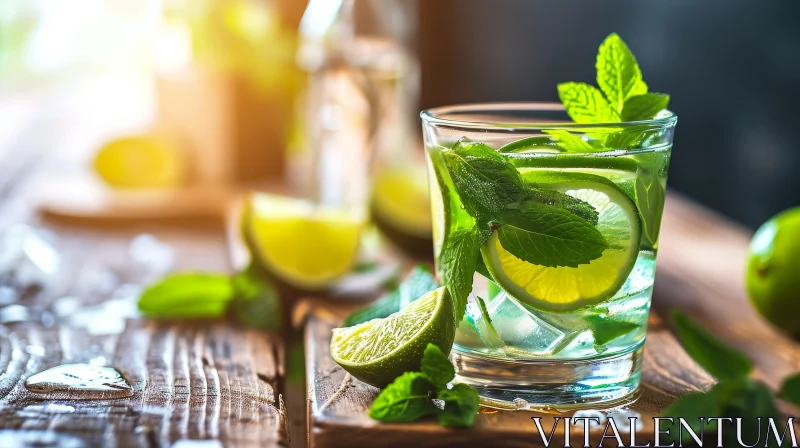 Delicious Mojito Cocktail on a Wooden Table | Fresh and Summery AI Image