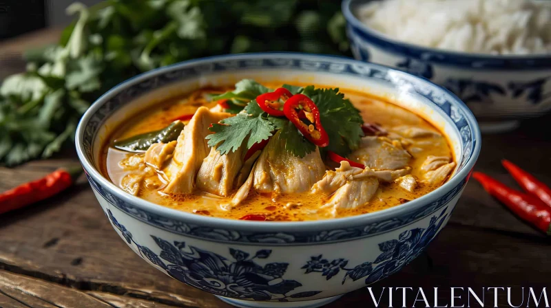 Delicious Tom Yum Soup with Chicken and Fresh Vegetables AI Image