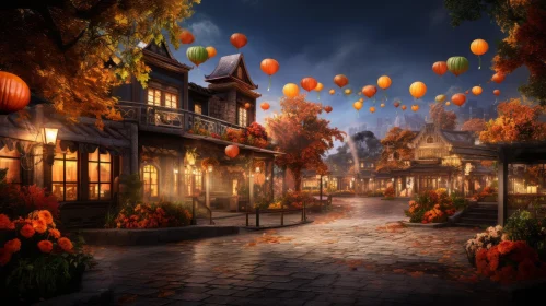 Enchanting Street Decor: Illuminated Lanterns Lighting Up the Night