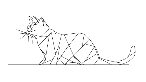 Modern Minimal Cat Illustration | Polygonal Cat Art