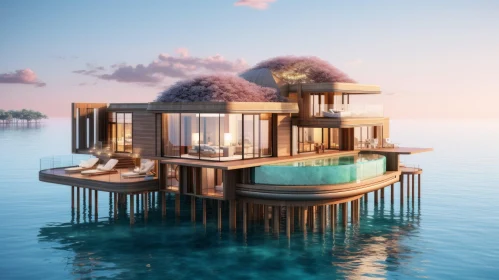 Luxury Island Villas on Stilts | Cinema4d Render | Hurufiyya Art