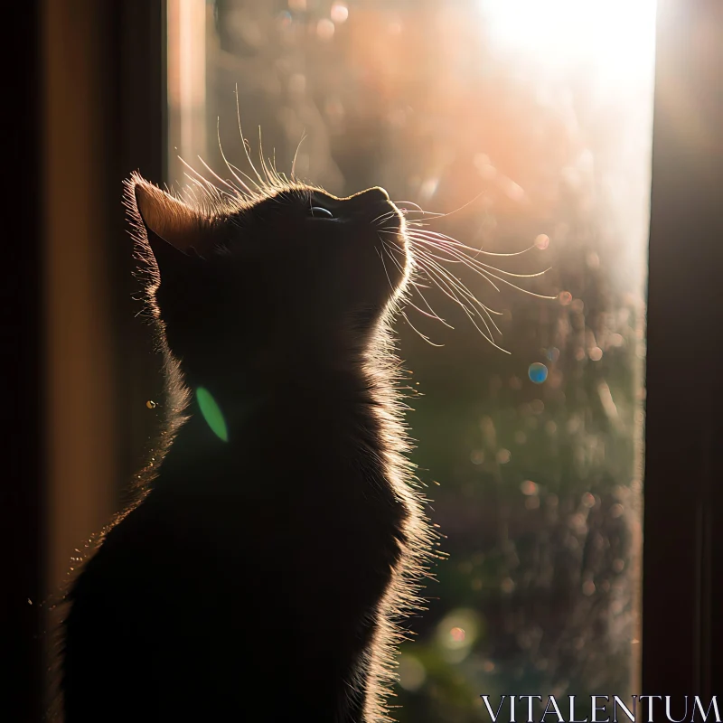 AI ART Whiskered Feline Watching Sunshine