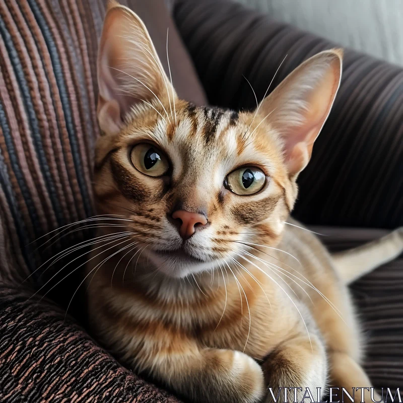 Green-Eyed Cat Close-Up AI Image