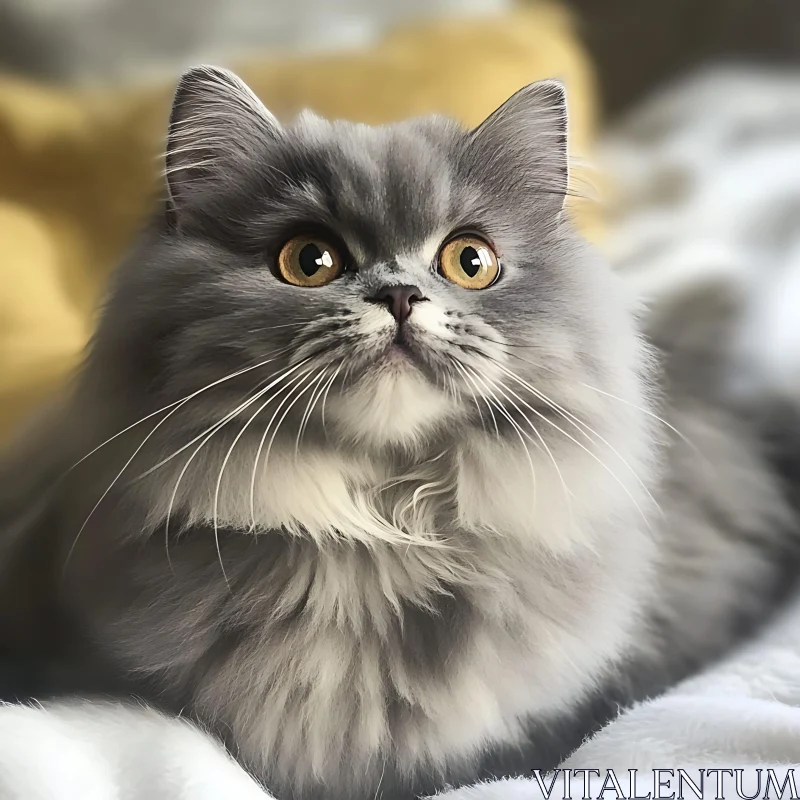 Adorable Fluffy Cat Close-Up Photo AI Image