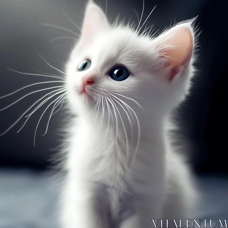 Charming White Kitten with Blue Eyes AI Image