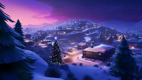 Stunning Winter Village at Night