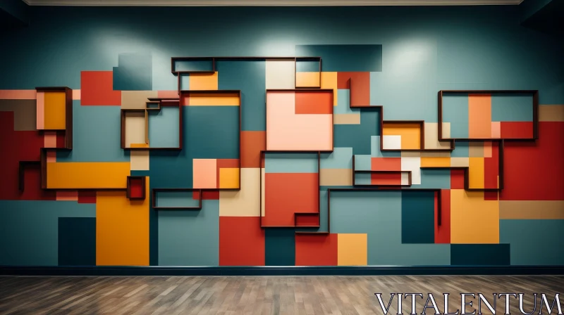 AI ART Colorful 3D Shapes on Wall - Abstract Art