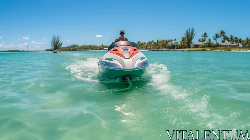 Exhilarating Jet Ski Ride in Tropical Waters AI Image
