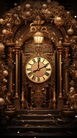 Golden Clock Building with Ornaments | Nostalgic Atmosphere