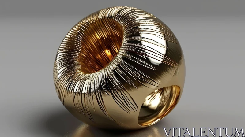 Golden Sphere 3D Rendering | Reflective Surface | Abstract Art AI Image