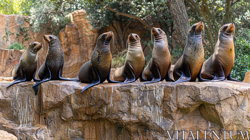 Seals on Rock: A Captivating Wildlife Scene AI Image
