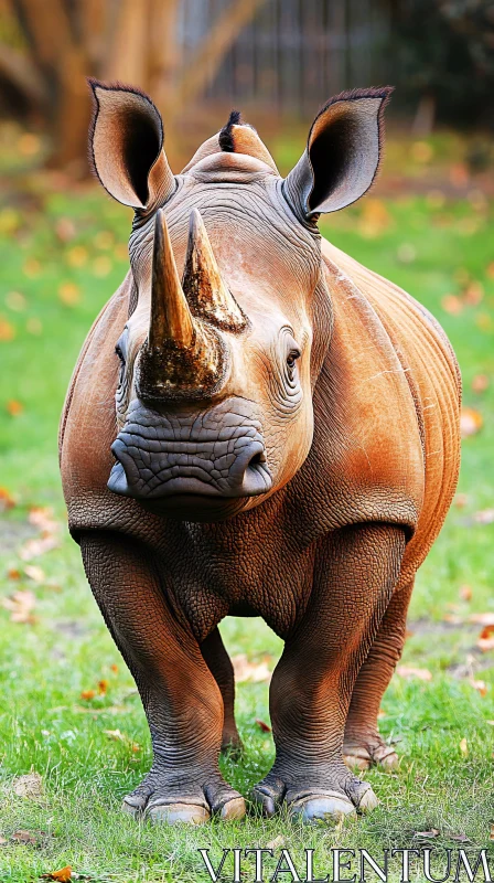 Rhinoceros with Prominent Horn AI Image