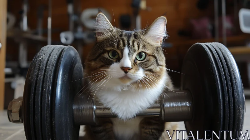 AI ART Fluffy Cat in Gym