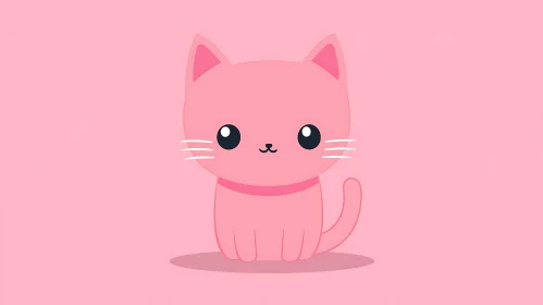 Cute Pink Cat Drawing