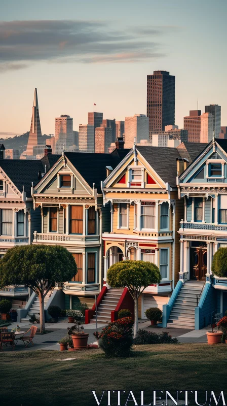 Architectural Marvels: Futuristic Victorian Rowhouses in San Francisco AI Image