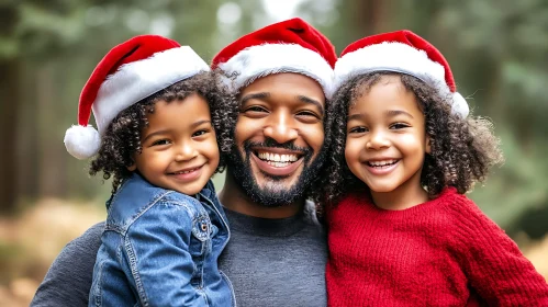 Happy Family Celebrating Christmas Outdoors