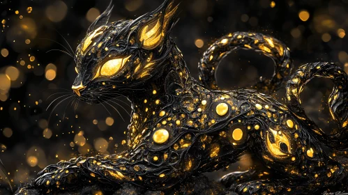 Fantasy Art of a Glowing Golden Cat