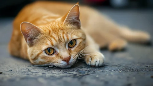 Amber-Eyed Ginger Tabby Cat Resting