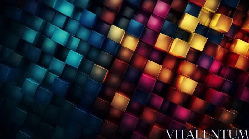 Colorful Abstract Wallpaper with Metallic Rectangles and Mosaics AI Image