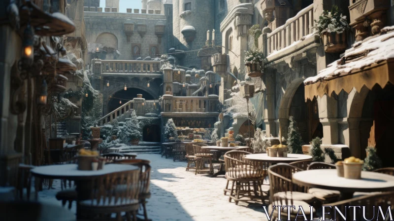 Snowy Castle: A Cinematic Dream with Ray Tracing AI Image
