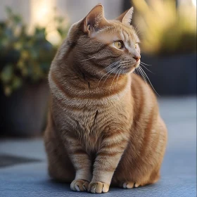 Alert Orange Cat Sitting with Grace