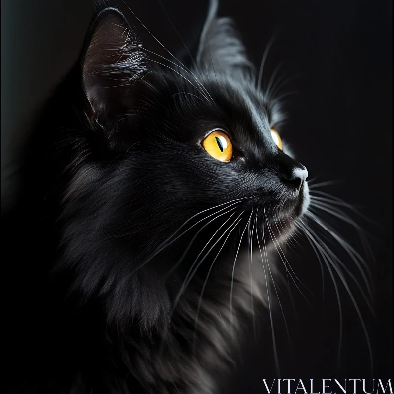 Close-up of a Black Cat AI Image