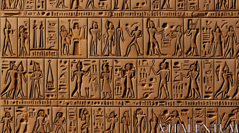 Ancient Egyptian Hieroglyphic Relief - Historical Cultural Depiction AI Image