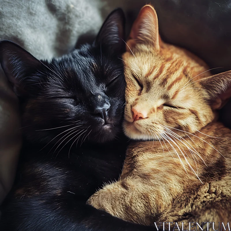 Snuggling Cats in Serene Slumber AI Image