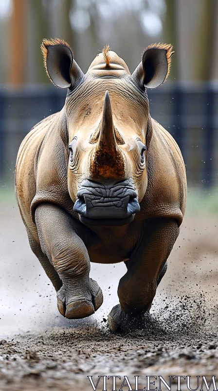 AI ART Forceful Rhino on the Move