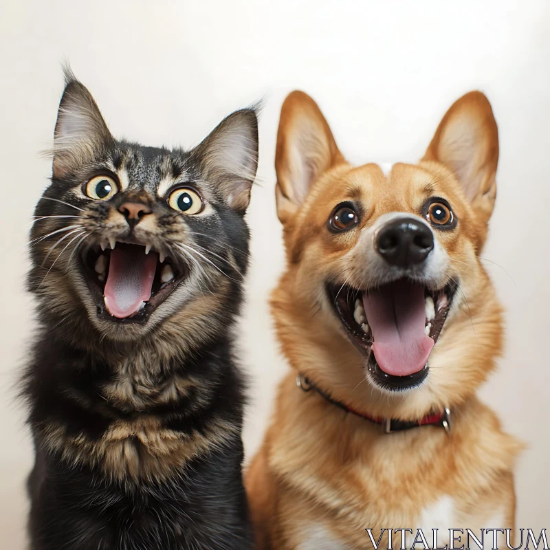 Happy Cat and Dog Duo AI Image