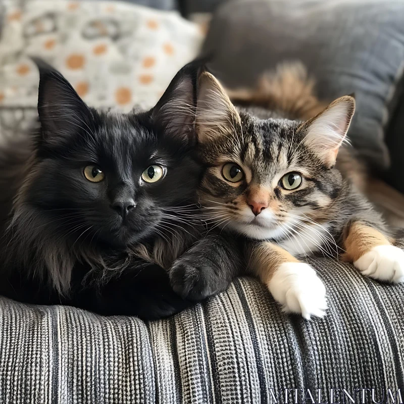 Cute Cats Resting Side by Side AI Image