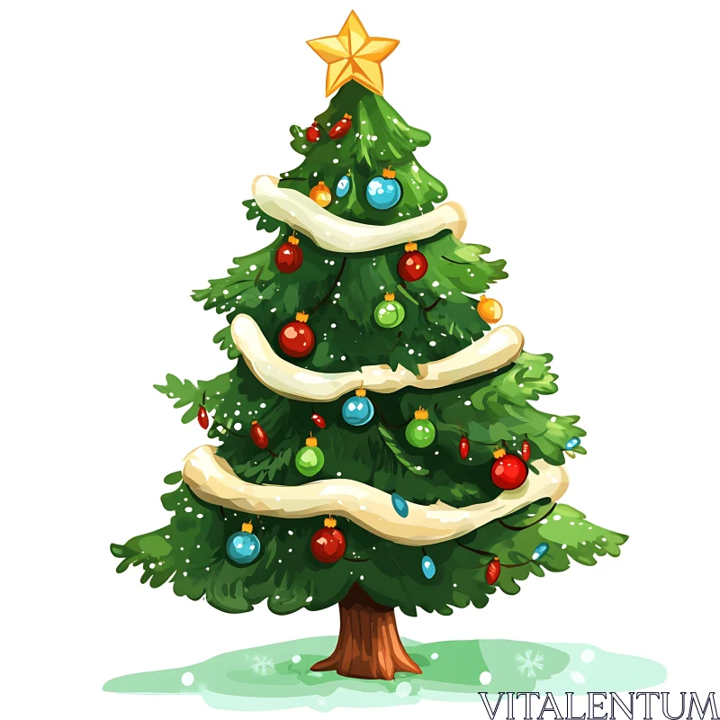 Festive Holiday Tree with Colorful Decorations AI Image