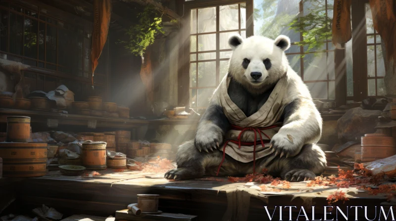 Enchanting Panda in Rustic Ambiance: A Concept Art AI Image