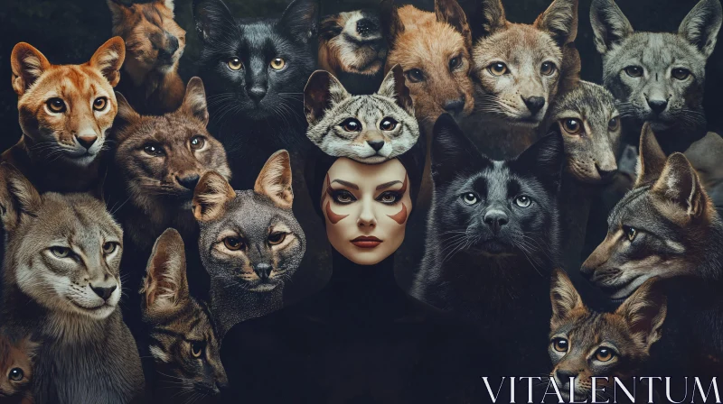 Wild Cat-Inspired Artistic Woman Portrait AI Image