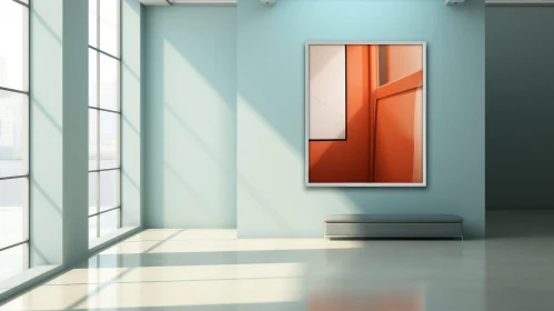Futuristic Geometric Abstraction in Orange and White Art Gallery