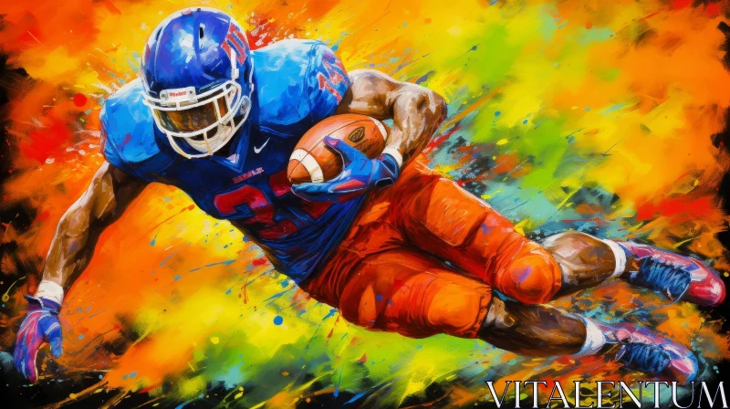 AI ART Abstract Football Player Painting