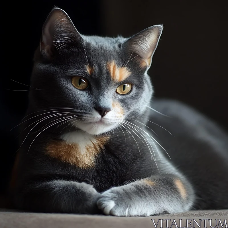 Calico Cat Reclining Gracefully AI Image