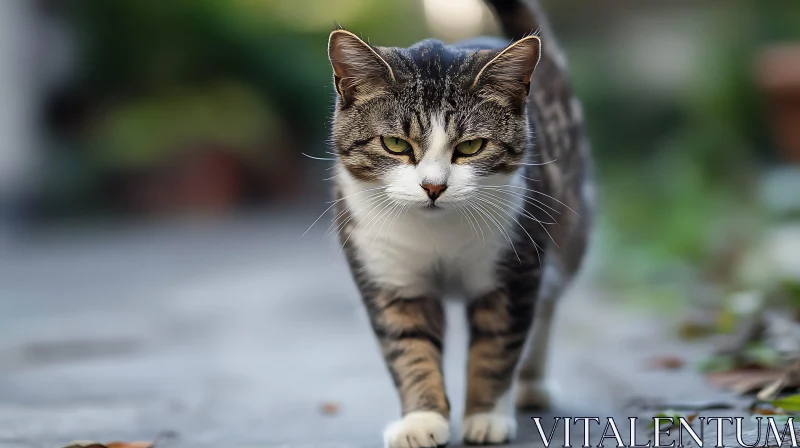 Confident Tabby Cat Strolling AI Image