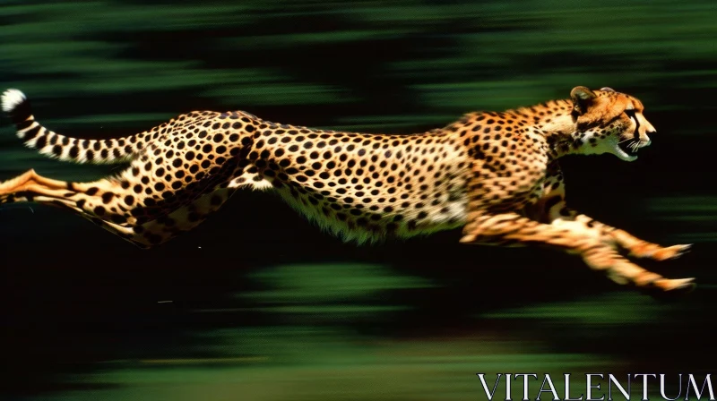Captivating Image of a Running Cheetah in Mid-Stride AI Image