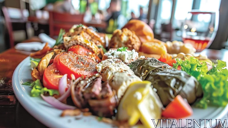 Delicious Greek Food on a Plate | Authentic Mediterranean Cuisine AI Image