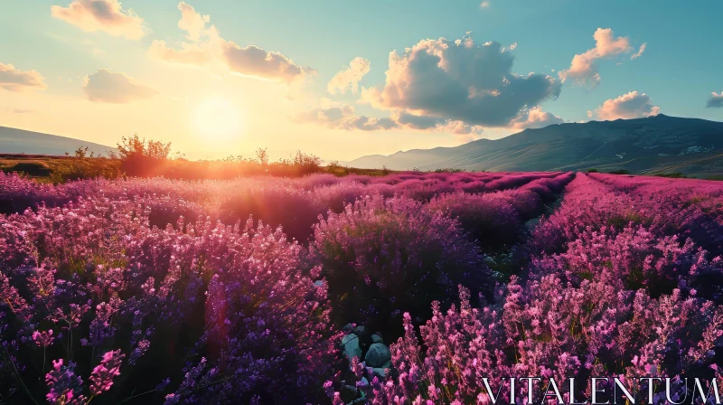 AI ART Lavender Field at Sunset: A Serene Nature Landscape