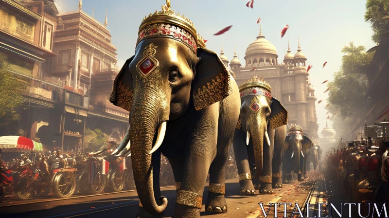 Royal Procession in Ancient Indian City AI Image