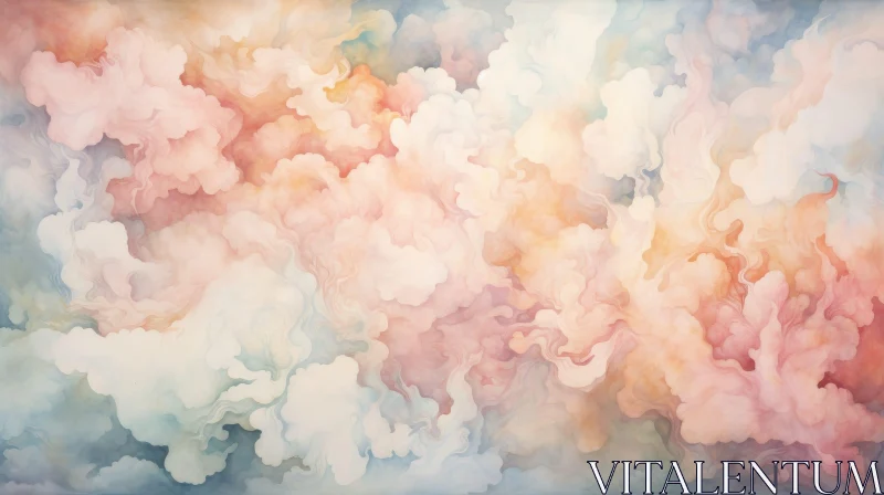 Whimsical Watercolor Clouds Painting AI Image