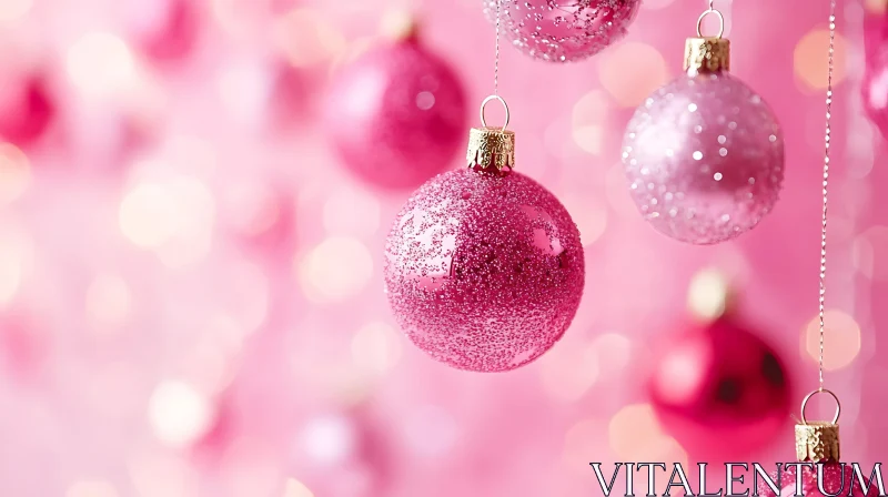 Glittery Pink Christmas Decorations AI Image