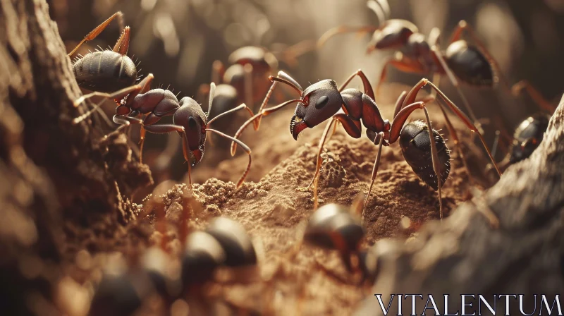 Ants on the Ground: A Fascinating Display of Cooperation and Activity AI Image