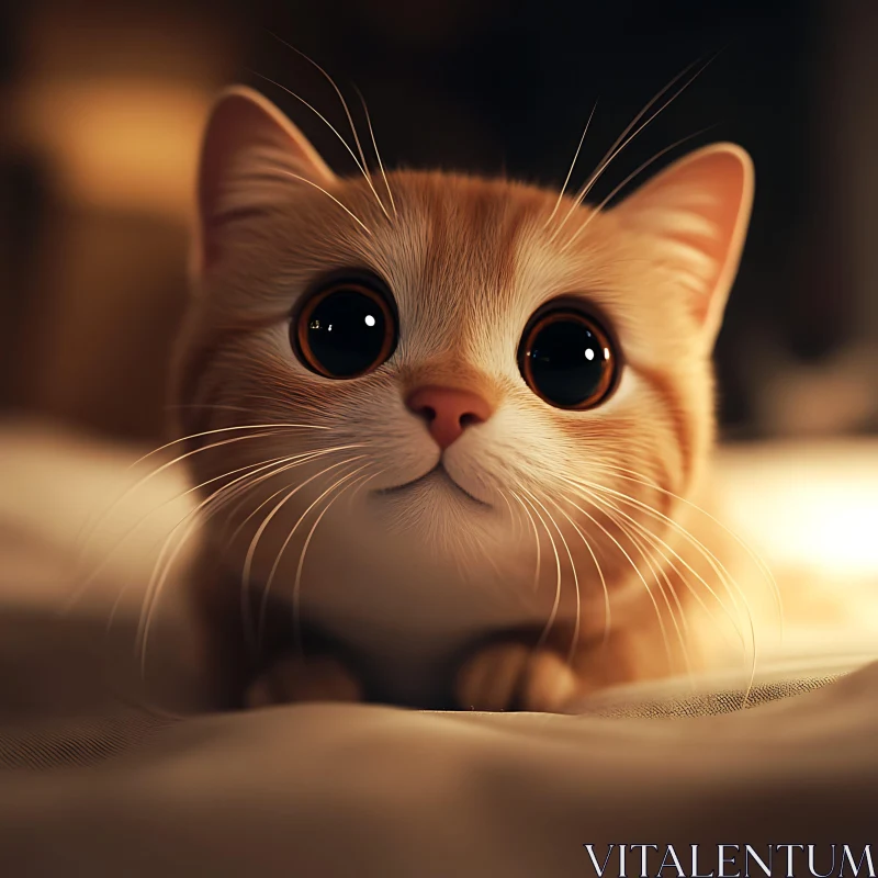 Cute Kitten with Expressive Eyes AI Image