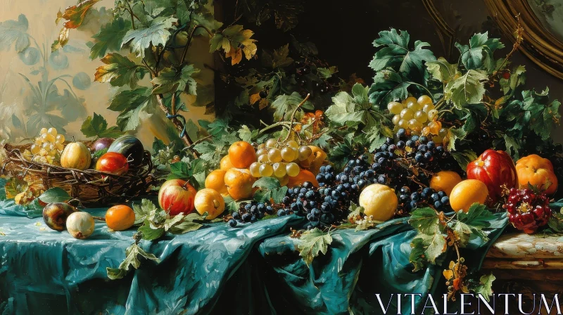 Bountiful Harvest of Fruits - Still Life Painting AI Image