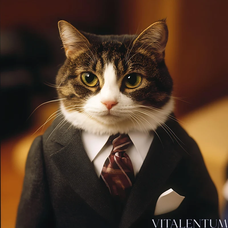 Elegant Feline in Formal Attire AI Image