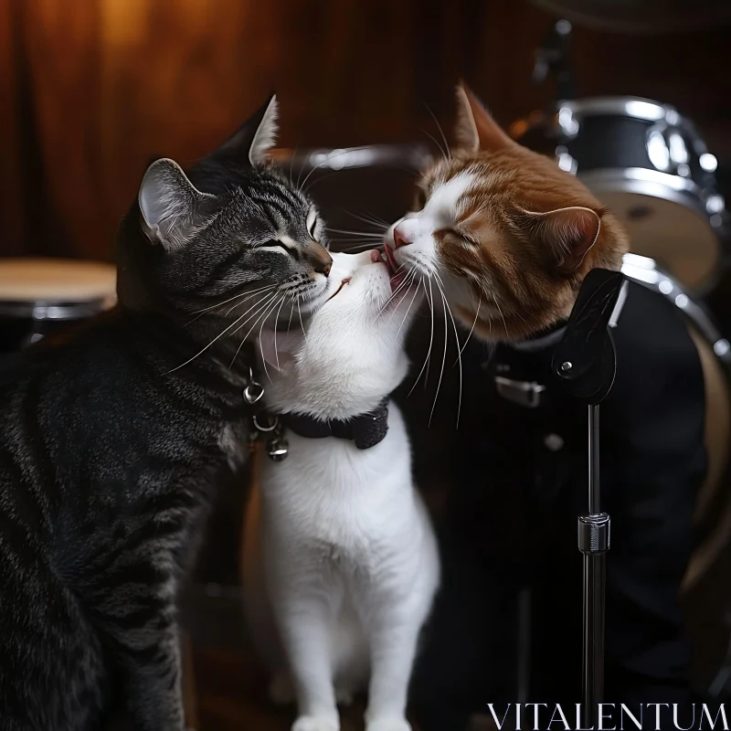 AI ART Cats Displaying Affection in a Musical Setting